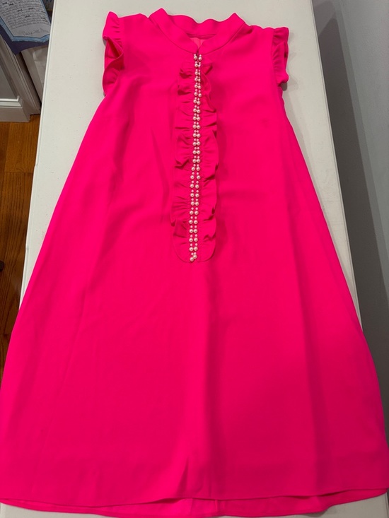 Lilly Pulitzer Dresses & Skirts - Lilly Pulitzer Adalee Hot Pink Ruffle Pearl-Trim A-Line Dress